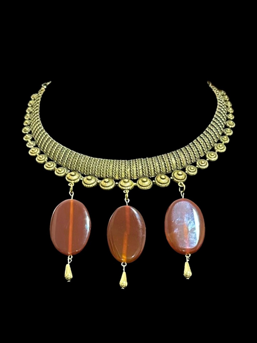 Gold Tone Multicolor Crystal Pendant Necklace